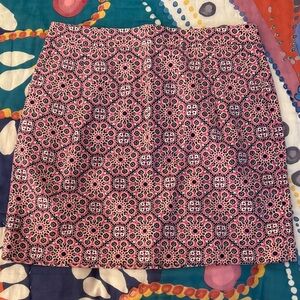 J. Crew Pink and Black Patterned Mini Skirt